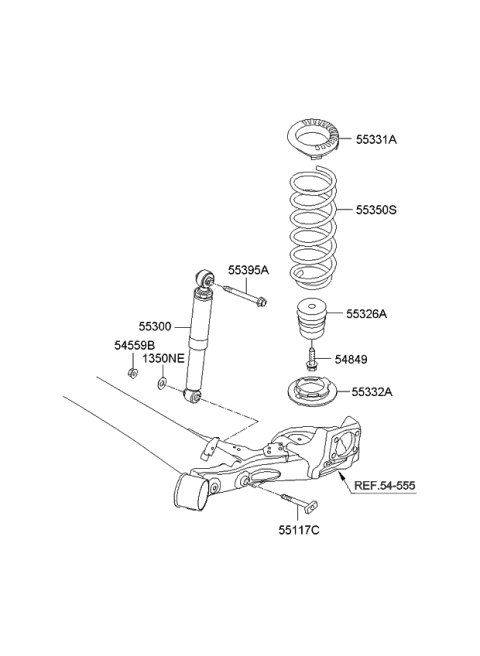 2012 Kia Soul Rear Shock Absorber Assembly Diagram for 553002K820