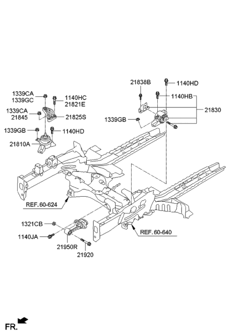 2013 Kia Soul Support Engine Mounting Bracket Diagram for 218252K600