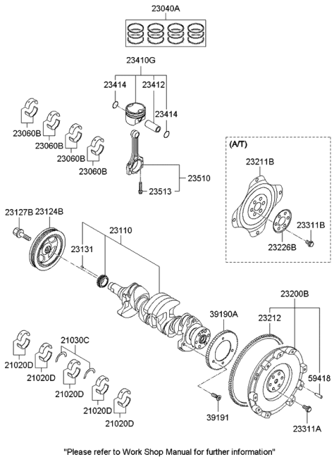 2013 Kia Soul CRANKSHAFT Assembly Diagram for RC8352EW00