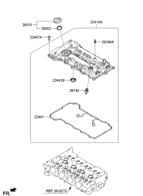 2013 Kia Soul Gasket-Rocker Cover Diagram for 224412E99A