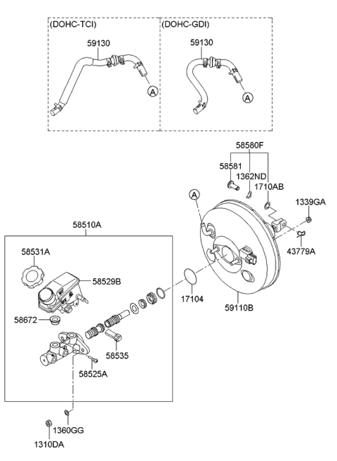 2013 Kia Soul Brake Master Cylinder & Booster Diagram