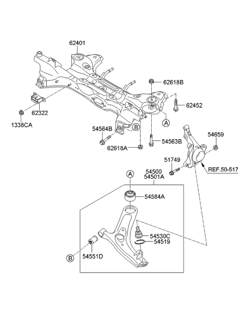 2012 Kia Soul Arm Complete-Front Lower Diagram for 545012K600