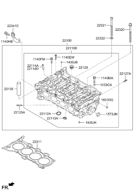 2013 Kia Soul Head Assembly-Cylinder Diagram for 221002E000