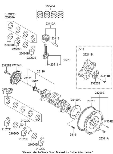 2012 Kia Soul Piston & Pin Assembly Diagram for 230412BRA0