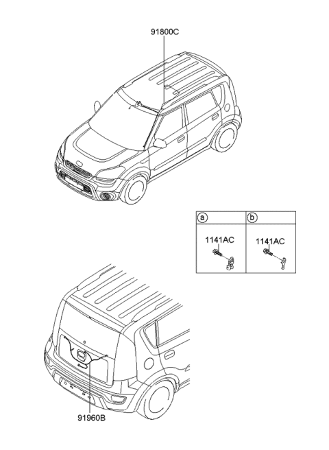 2013 Kia Soul Wiring Assembly-Tail Gate Diagram for 916812K020