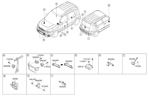 2012 Kia Soul Camera Assembly-Back Diagram for 957602K101BD5