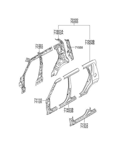 2012 Kia Soul Panel Assembly-Pillar Outer Diagram for 711102KA60