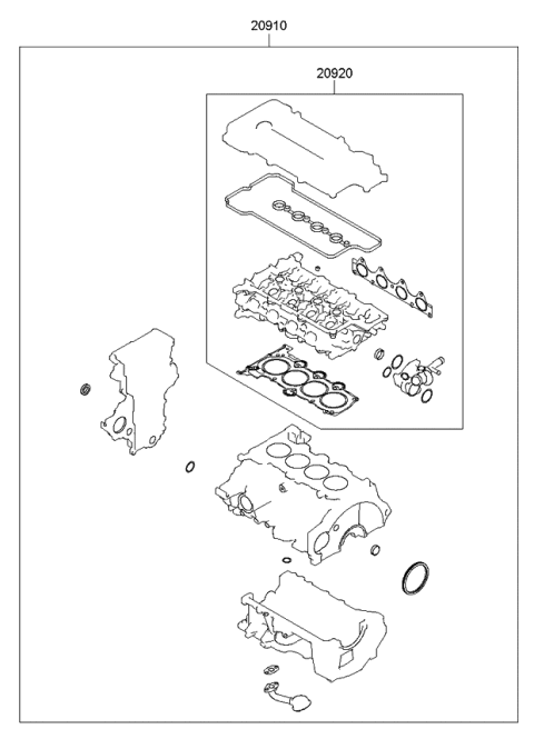 2013 Kia Soul Gasket Kit-Engine OVEAUL Diagram for 209102BK01