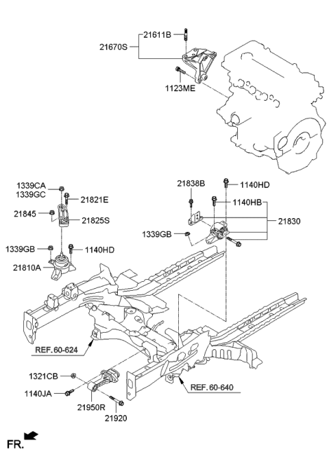 2012 Kia Soul Engine Mounting Bracket Assembly Diagram for 218102K500