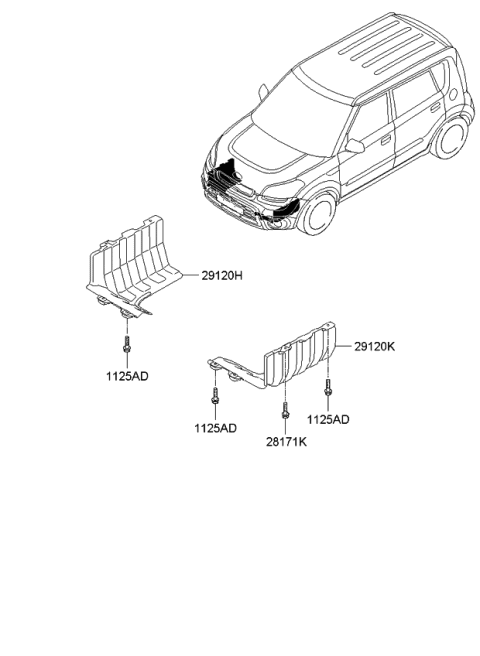2012 Kia Soul Panel-Under Cover,LH Diagram for 291302K100