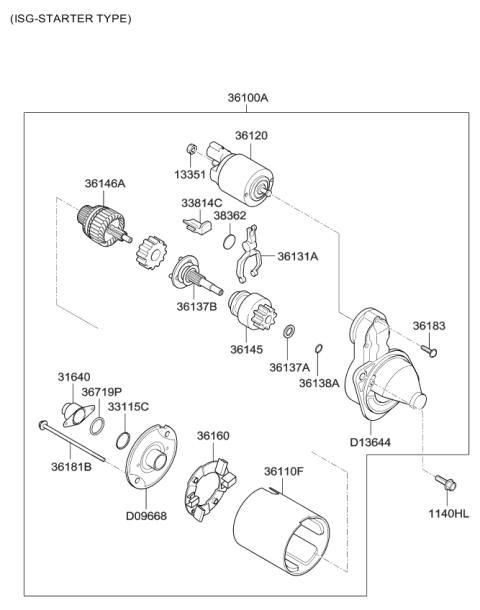 2013 Kia Soul Gear Assembly-Internal Diagram for 362052B300