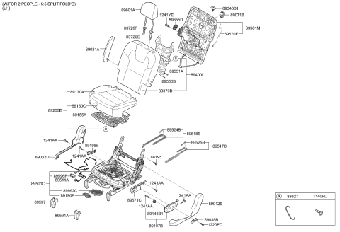 2021 Kia Telluride Left Armrest Assembly Diagram for 89908S9010ONK