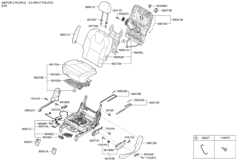 2021 Kia Telluride Left Armrest Assembly Diagram for 89908S9110ONM