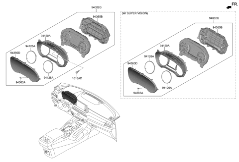 2022 Kia Telluride CLUSTER ASSY-INSTRUM Diagram for 94011S9500