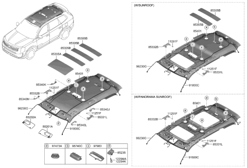 2022 Kia Telluride Sunvisor Assembly Right Diagram for 85220S9500WK