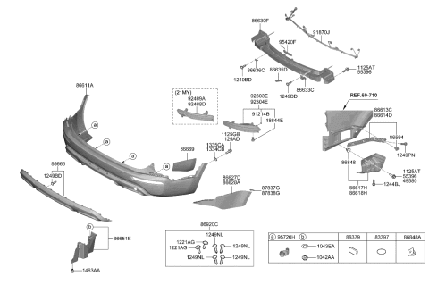 2020 Kia Telluride SKID Plate-Rr Bumper Diagram for 86670S9100