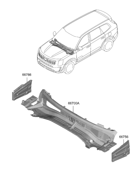 2021 Kia Telluride Cowl Panel Diagram