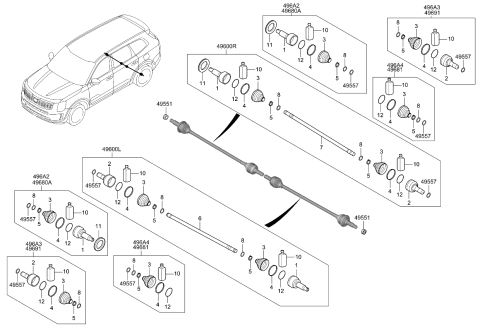2022 Kia Telluride Shaft Assembly-Drive Rr Diagram for 49601S9000