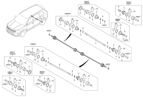 2022 Kia Telluride Shaft Assembly-Drive Rr Diagram for 49601S8000