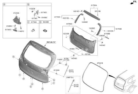 2020 Kia Telluride Tail Gate Trim Diagram 1