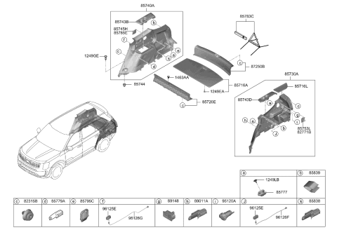 2022 Kia Telluride Pad U Diagram for 85737S9000WK