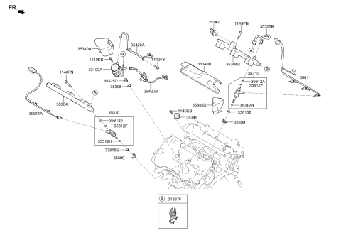 2022 Kia Telluride Pipe Assembly-Fuel Lower Diagram for 353063L100