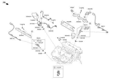 2022 Kia Telluride Pipe Assembly-Fuel High Diagram for 353053L100