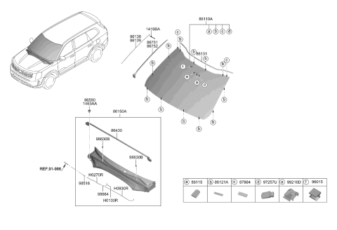 2022 Kia Telluride Bracket-W/S MLDG MTG Diagram for 86147S9000