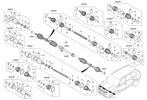 2022 Kia Telluride Drive Shaft (Front) Diagram