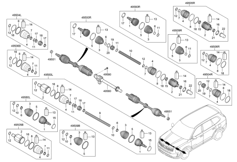 2020 Kia Telluride Pad U Diagram for 49501S9450