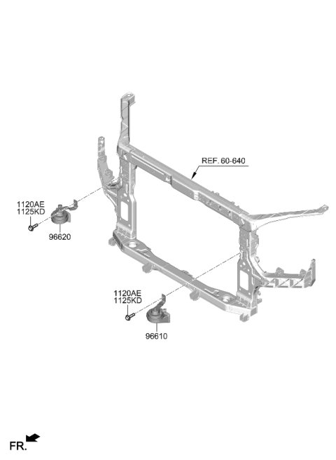 2020 Kia Telluride Horn Assembly-High Pitch Diagram for 96621S9000
