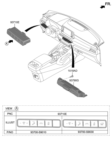 2021 Kia Telluride Switch Assembly-Side CRA Diagram for 93700S9010CDD