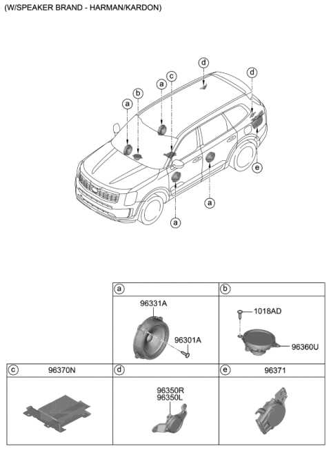 2021 Kia Telluride Pad U Diagram for 96370S9200