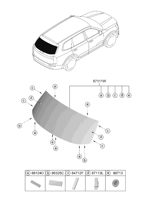 2020 Kia Telluride Glass Assembly-Tail Gate Diagram for 87110S9000