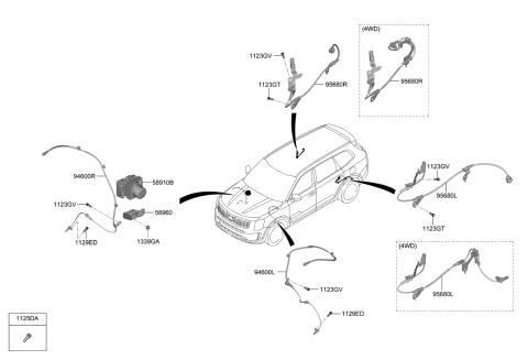 2022 Kia Telluride Sensor Assembly-Abs Rear Diagram for 58950S9300