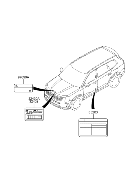 2022 Kia Telluride LABEL-REFRIGERANT Diagram for 97699S9100