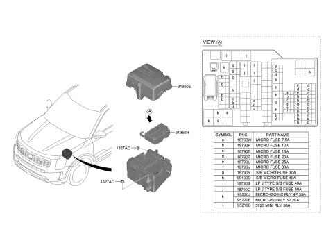 2021 Kia Telluride UPR Cover-Eng Room B Diagram for 91956S9040