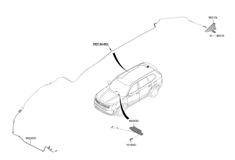 2022 Kia Telluride Combination Antenna Assembly Diagram for 96210S9000M2R