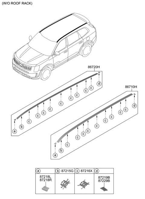 2020 Kia Telluride Roof Garnish & Rear Spoiler Diagram 1