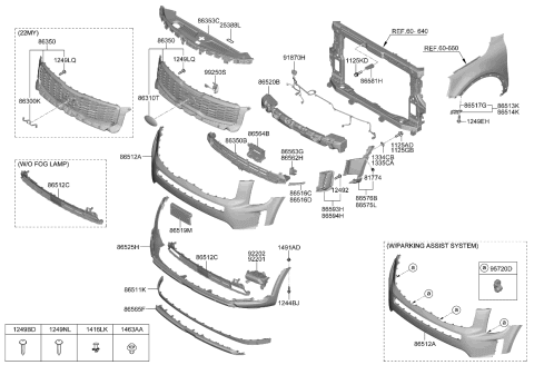 2020 Kia Telluride Front Fog Lamp Assembly Diagram for 92202S9010