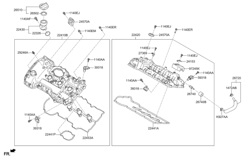 2020 Kia Telluride Adapter Assembly-Oil Filler Diagram for 224303C460