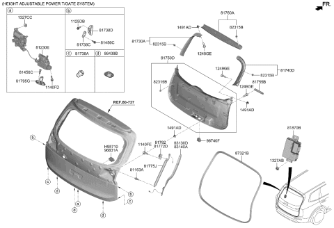 2021 Kia Telluride Tail Gate Trim Diagram 2