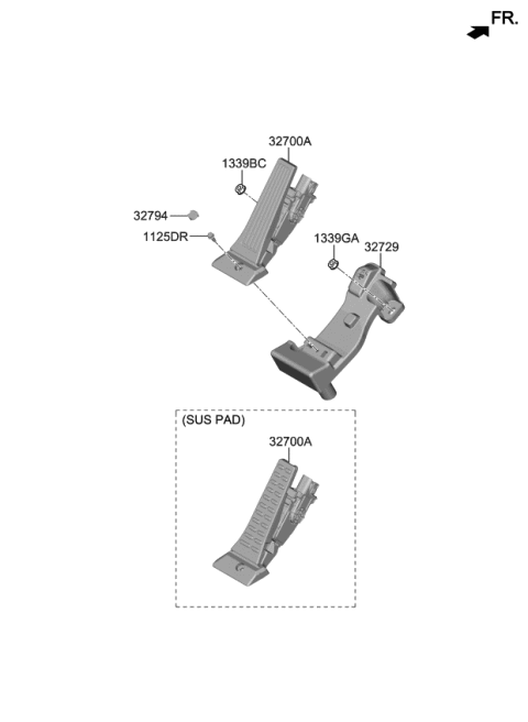 2020 Kia Telluride Pedal Assembly-ACCELERAT Diagram for 32700D4100