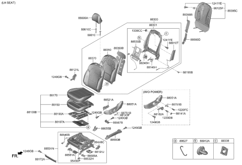 2022 Kia Telluride Pad U Diagram for 88031S9000LBR