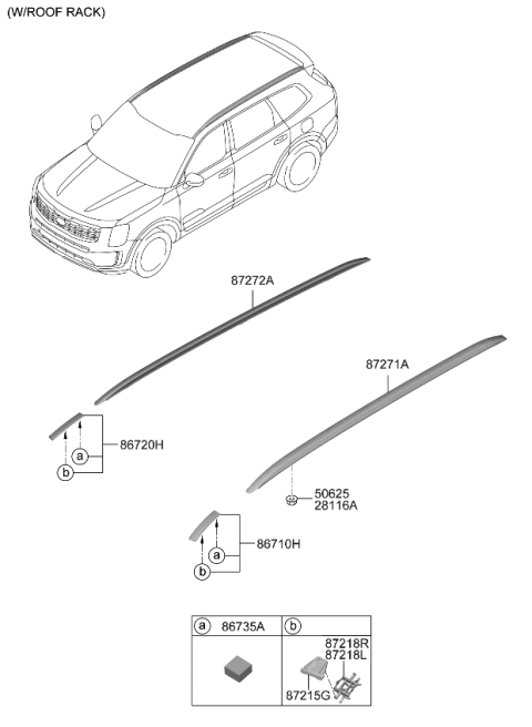 2022 Kia Telluride FRT End Piece-R/MLDG Diagram for 87233S9000