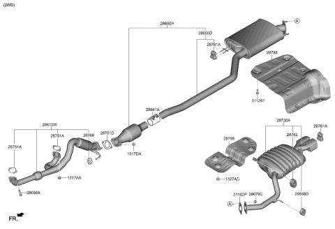 2020 Kia Telluride Muffler & Exhaust Pipe Diagram 1