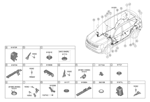 2020 Kia Telluride Wiring Assembly-Floor Diagram for 91511S9052