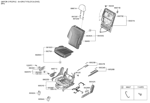 2021 Kia Telluride Rear Seat Cushion Covering Diagram for 89260S9501ONF