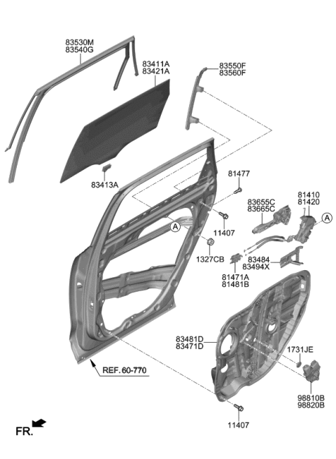 2021 Kia Telluride Glass-Rear Door Wind Diagram for 83411S9000