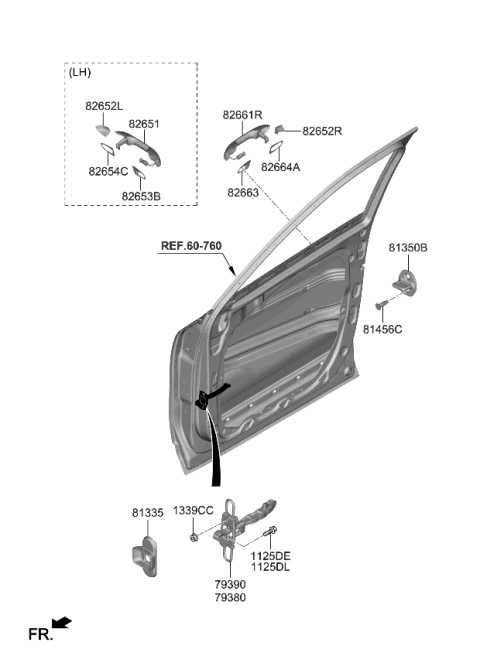 2021 Kia Telluride Door Outside Handle Assembly Diagram for 82661S9710